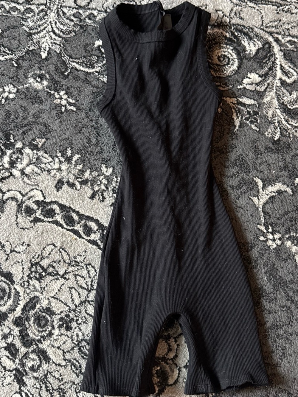 Sleeveless Black Ribbed Jumpsuit Romper